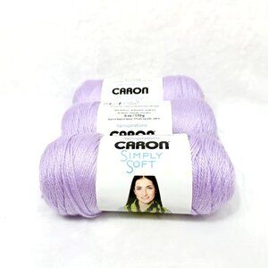 Caron Simply Soft Acrylic Yarn in Orchid - Medium Weight - Lot of New 3 Skeins